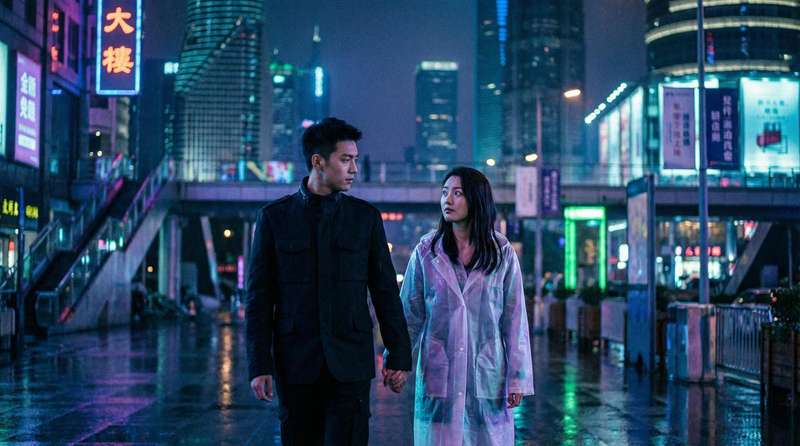 镜子前面春节旅游视频-上海夜景